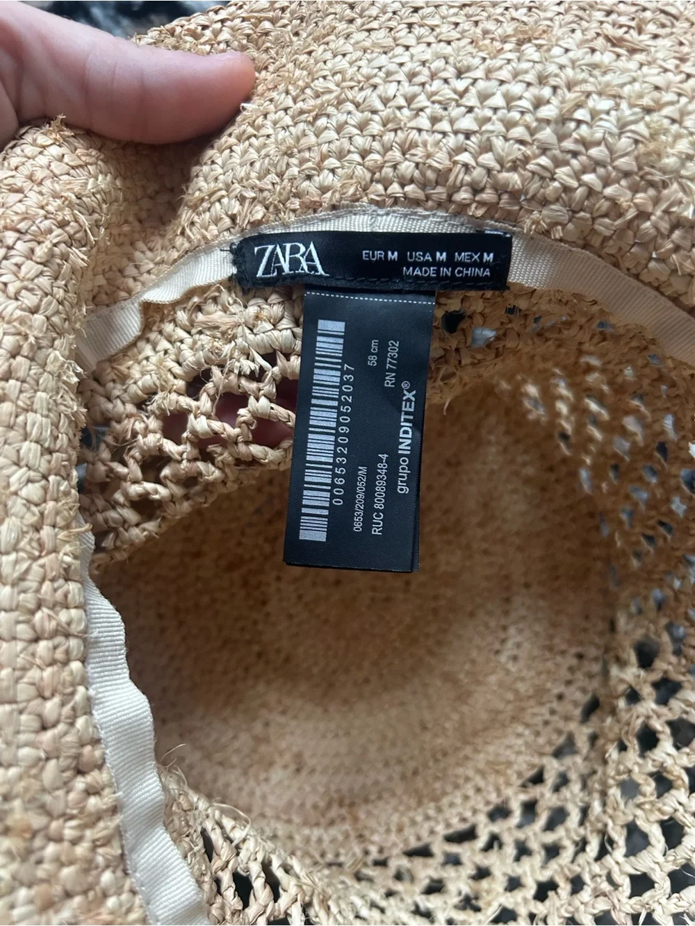 ZARA NWT Raffia Crochet Wide Brim Bucket Hat Natural Size M